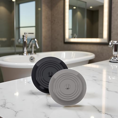 Silicone Bathtub Stopper Drain Plug 6 Inch 2Pcs Black and Grey
