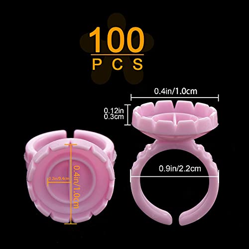 Beauty Junko Pro Lash Extension Glue Rings 100PCS - Disposable Volume Fan Holders