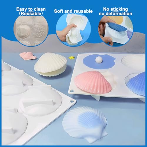 Large Shell Silicone Molds - 6-Cavity Baking & Craft Molds