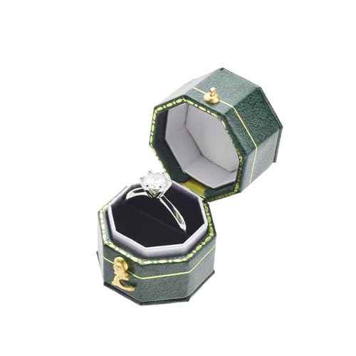 Omeet Green Mini Ring Box for Proposal & Wedding - Eco-Friendly, Vintage Style