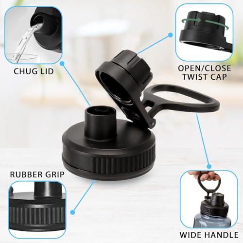 2Pack Lids Replacement Fit for Thermoflask 16 18 24 32 40 64oz Wide Mouth Bottle, Leak-Proof Dust-Proof, BPA Free