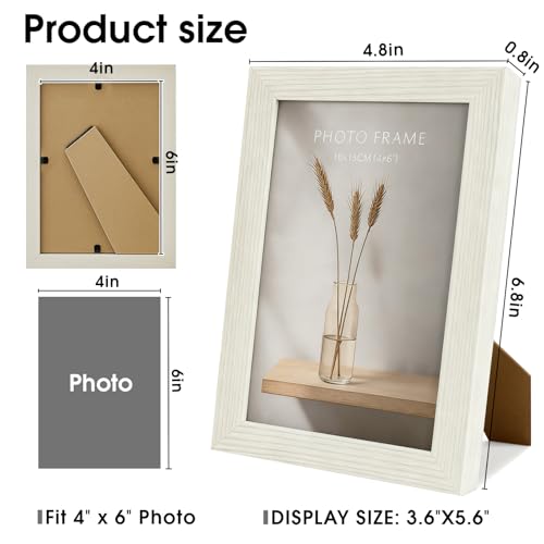 Set of 2 White 4x6 Picture Frames with High Definition Glass