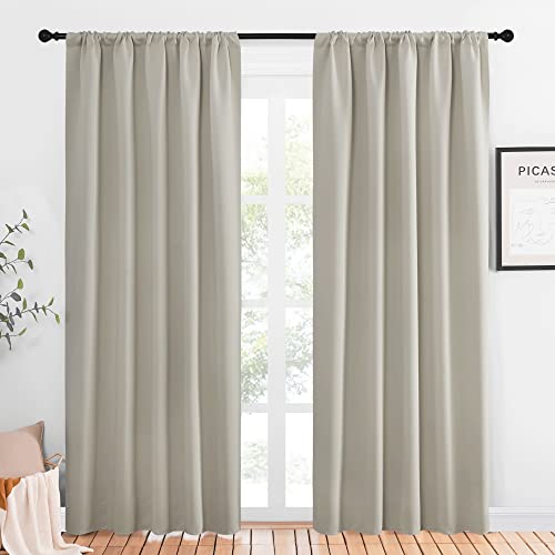 NICETOWN Natural Blackout Curtains - Room Darkening Drapes, 52" x 84" (Pack of 2)