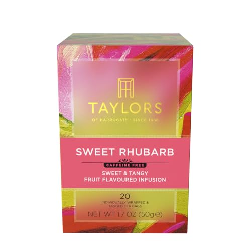 Taylors of Harrogate Sweet Rhubarb Herbal Tea Bags - 20ct Pack of 6