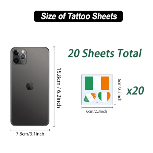 NGUP 24 Sheets Irish Flag Temporary Tattoos for St. Patrick's Day
