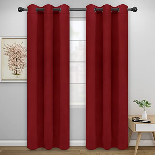 Easy-Going Christmas Red Blackout Curtains, 42x95 in, 2 Panels