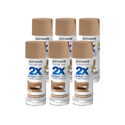 Rust-Oleum Painter's Touch 2X Spray Paint, Satin Nutmeg, 12 oz, 6 Pack