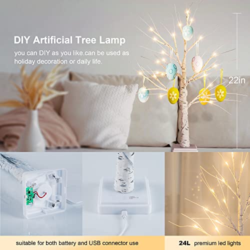 Lighted Mini Birch Tree Christmas Decoration 2ft White with USB & Timer