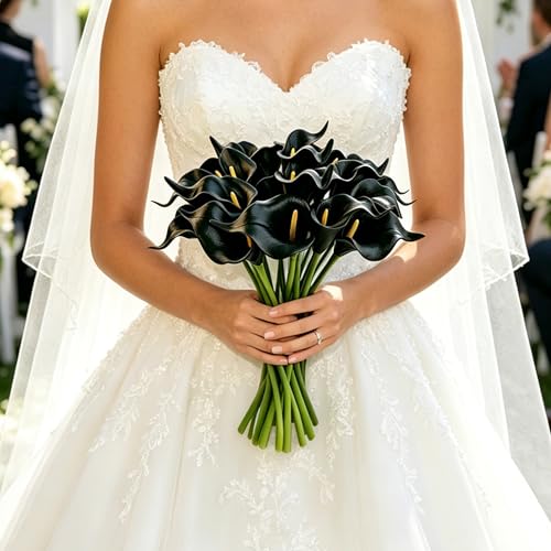 YOOHUA 13PCS Black Artificial Calla Lily Flowers for Decor