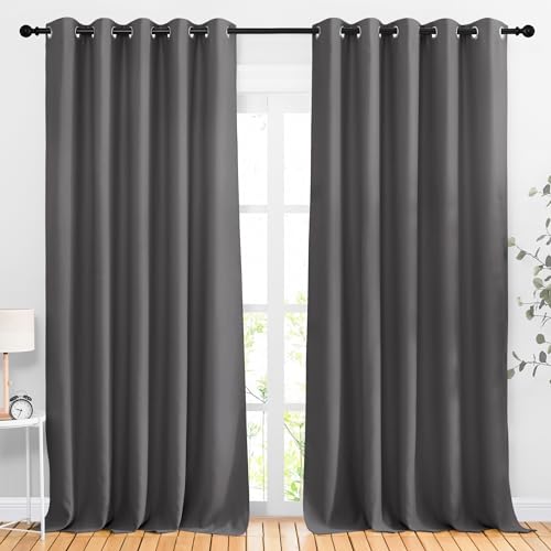 NICETOWN Blackout Curtains 66 x 92-inch Grey - 2 Panel Thermal Set
