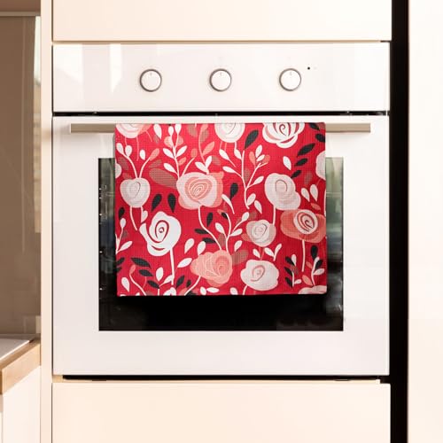 Eunzel Microfiber Kitchen Tea Towel, Quick Dry Dish Towel, 18" x 30" Rose