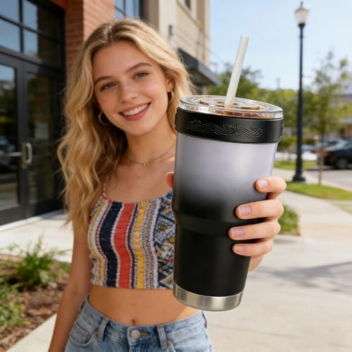 30oz Silicone Tumbler Ring Sleeve for YETI/RTIC - Black