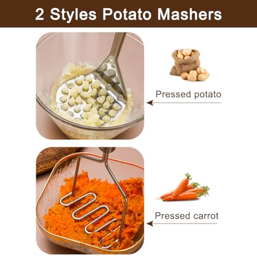 Pilarmuture Stainless Steel Potato Masher 2-Pack Heavy Duty Wire Tool
