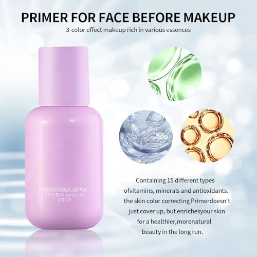 WAJJYM Face Primer Moisturizing Makeup Base with Shea Butter & Hyaluronic Acid Light Purple