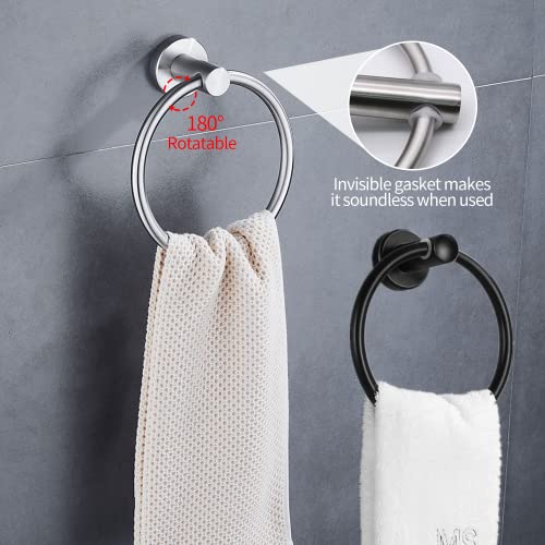 2pcs Matte Black Stainless Steel Toilet Paper Holder & Towel Ring Set
