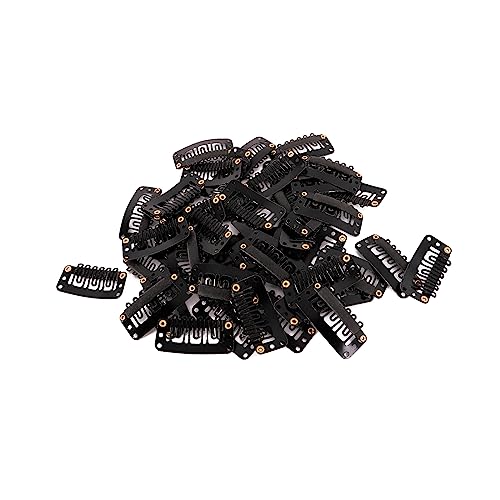 MapofBeauty 50 Pcs Metal Wig Snap Clips 6-Teeth U-Shape Black