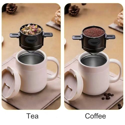 Portable Stainless Steel Pour Over Coffee Maker with Reusable Filter - Compact Travel Dripper