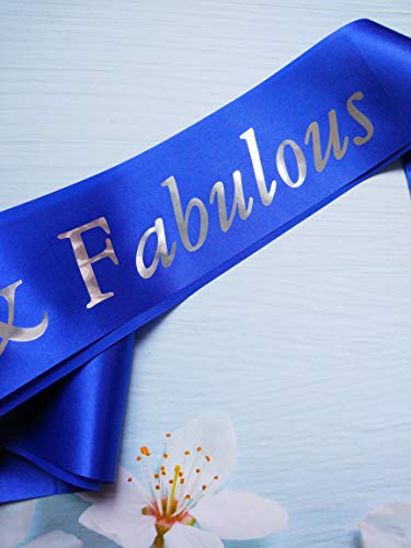 60th Birthday Sash - Silver & Blue '60 & Fabulous' for Men & Women