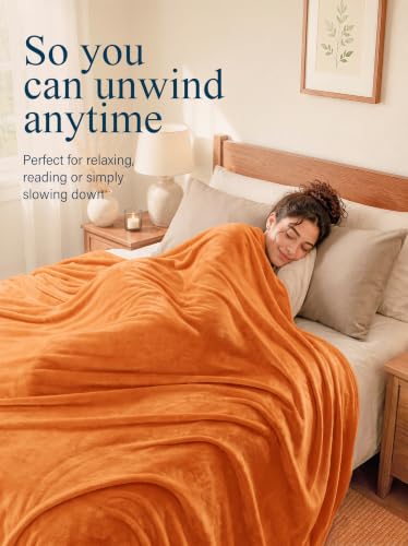 Utopia Bedding Throw Blanket 50x60 Inch Fleece Bed Cover Burnt Orange