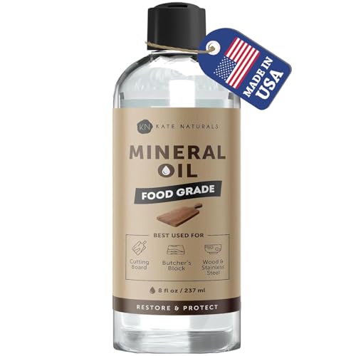 Kate Naturals Food Grade Mineral Oil for Cutting Boards - 8oz