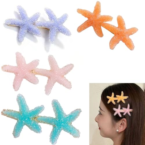 Starfish Seashell Hair Clips 4-Piece Mermaid Hair Barrette Set