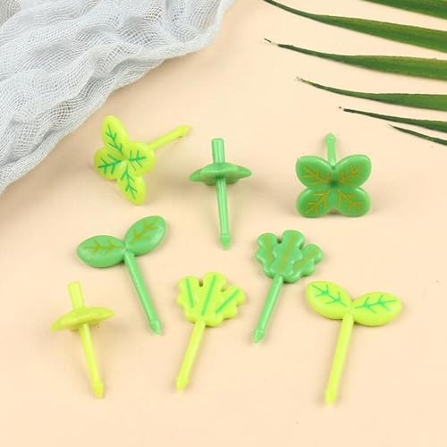 8-Piece Green Leaf Mini Food Picks for Bento Boxes and Party Snacks