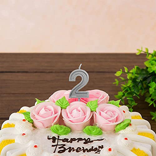Silver Glitter Number 7 Birthday Candle - Premium Quality Cake Topper