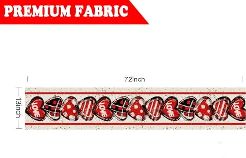 Valentine's Table Runner 72x13 Inch - Love Heart Design for Dining
