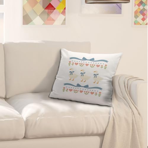 Coquette Blue Bow Goose Pillow Cover 18x18, Soft Flannel Nursery Decor