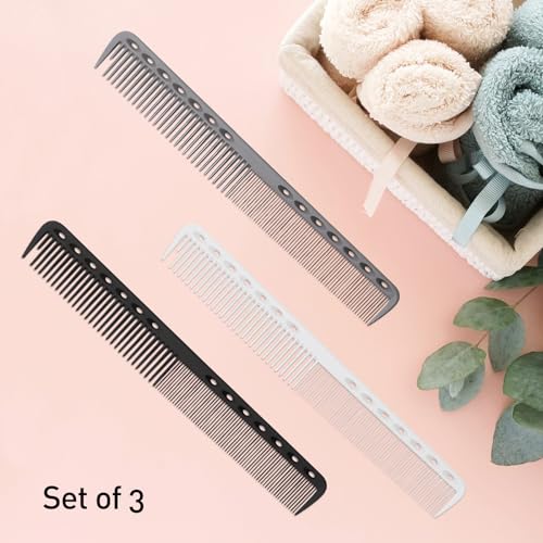 Kootinn 3-Piece Carbon Fiber Hair Cutting Comb Set Heat Resistant