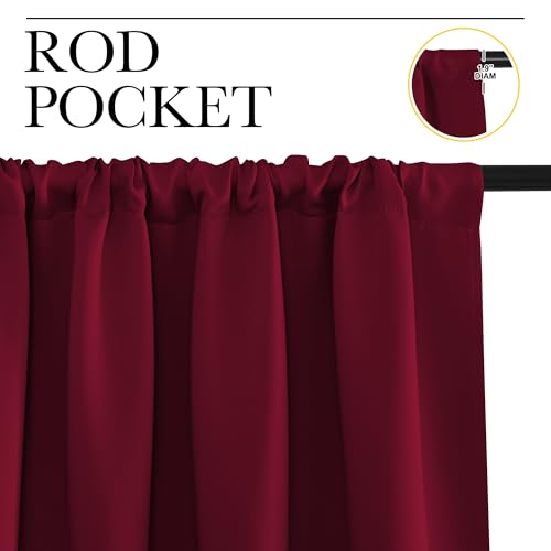 NICETOWN Wine Red Blackout Curtains - 42x45 Inch Thermal Drapes