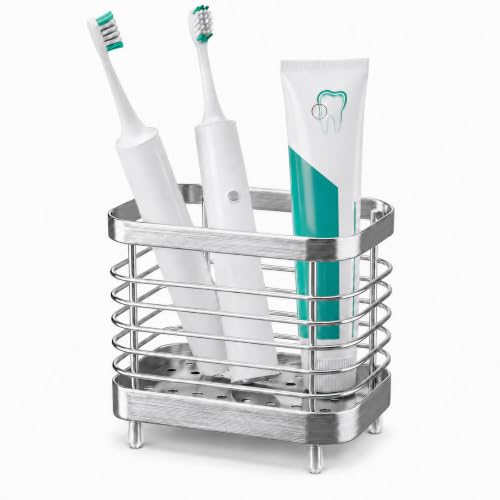 Stainless Steel Electric Toothbrush Holder - Silver 1-Slot Countertop Stand