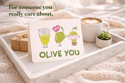 Olive You Punny Greeting Card with Envelope - Funny Romantic Card