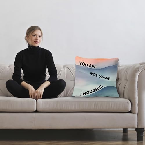 Mental Health Throw Pillow Cover Inspirational Mindfulness 18x18 Flannel