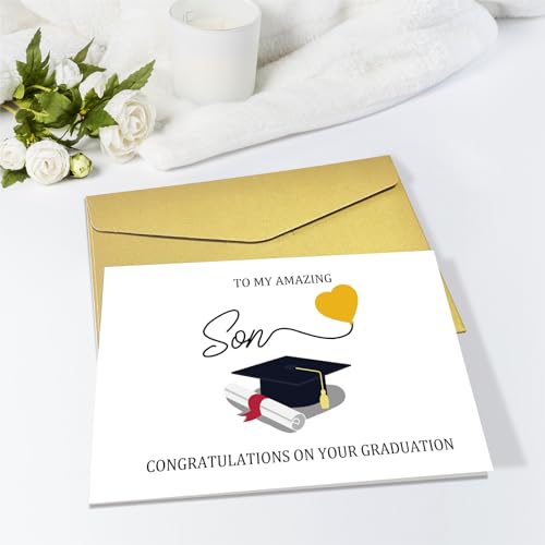 Obbyidk Graduation Card for Son - High-Quality, Blank Inside