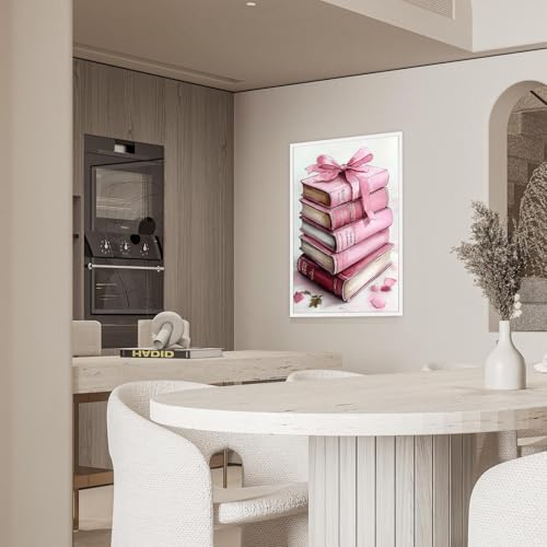 Pink Bow Books Canvas Wall Art Coquette Preppy Poster 8x12 Unframed