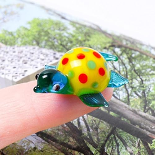 Blue Glass Turtle Figurine for Aquarium Decor - Miniature Collectible