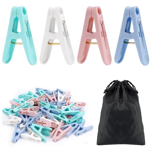 Rovedcity 56-Piece Colorful Clothespins Set - 2-Inch Spring Clips with Bag
