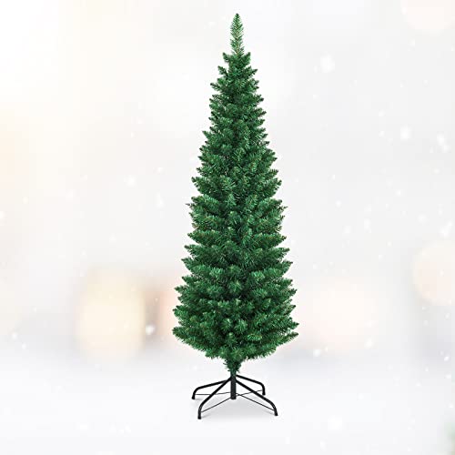 5FT Slim Artificial Christmas Tree with Metal Stand Indoor Outdoor Green