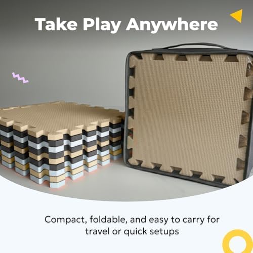 MioTetto Baby Play Mat - Portable Foam Floor Tiles for Safe Crawling & Development | Soft, Stylish Design