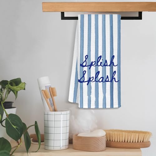 Coastal Bathroom Hand Towels - 16x24 Inch Waffle Weave, Set of 9