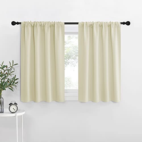 NICETOWN Blackout Kitchen Curtains, Beige 34" x 40", Set of 2 Thermal Panels