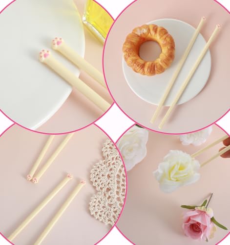 Novelty Tiny Hand & Cat Paw Chopsticks Set, 4 Pairs Non-Slip Plastic