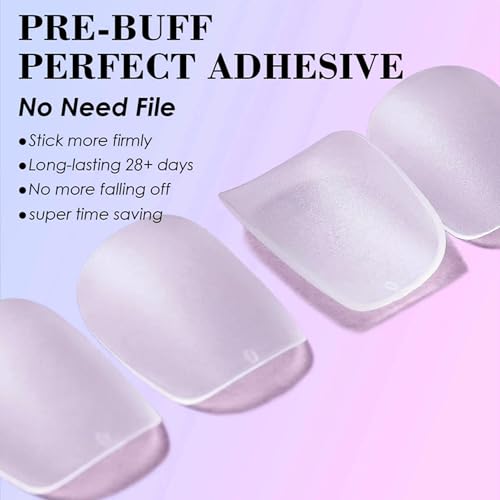 Yimart Short Square Gel Nail Tips - 300pcs Traceless Frosted Artificial Nails