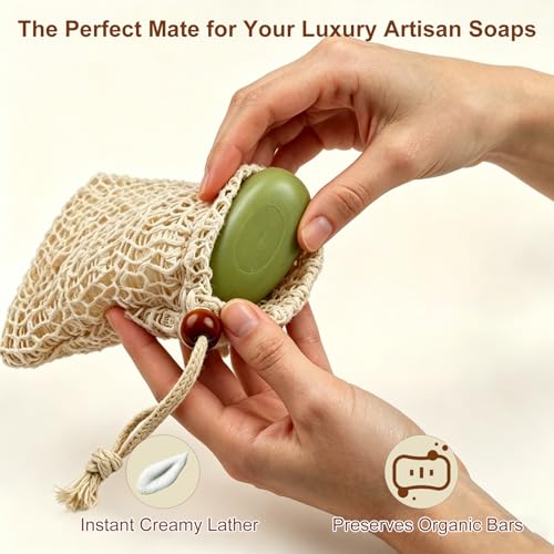 YBONRSQ 6-Pack Sisal Soap Bag & Exfoliating Soap Saver Pouch