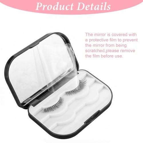 3-Pair False Eyelash Storage Case with Mirror, Portable Travel Lash Organizer
