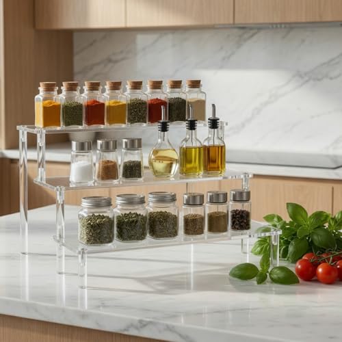 WEERSHUN 3-Tier Acrylic Display Stand, Clear Tabletop Organizer for Figures