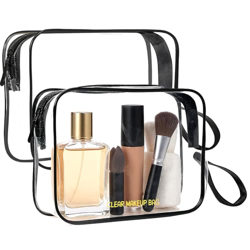 Icramsy Clear Makeup Bag 2-Pack TSA Approved Waterproof Toiletry Bag