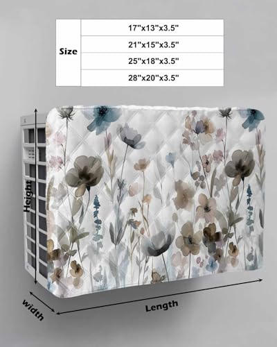 Falaniique 28x20x3.5 Watercolor Floral Indoor AC Cover with Double Insulation, Waterproof & Adjustable - Saddlebrown