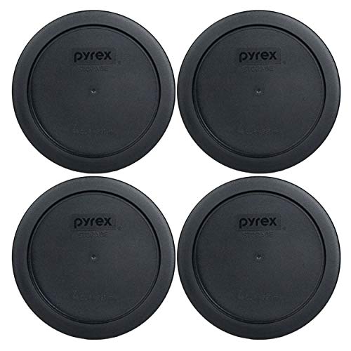 Pyrex 7201-PC 4-Cup Replacement Lids, Black - 4-Pack BPA-Free Plastic